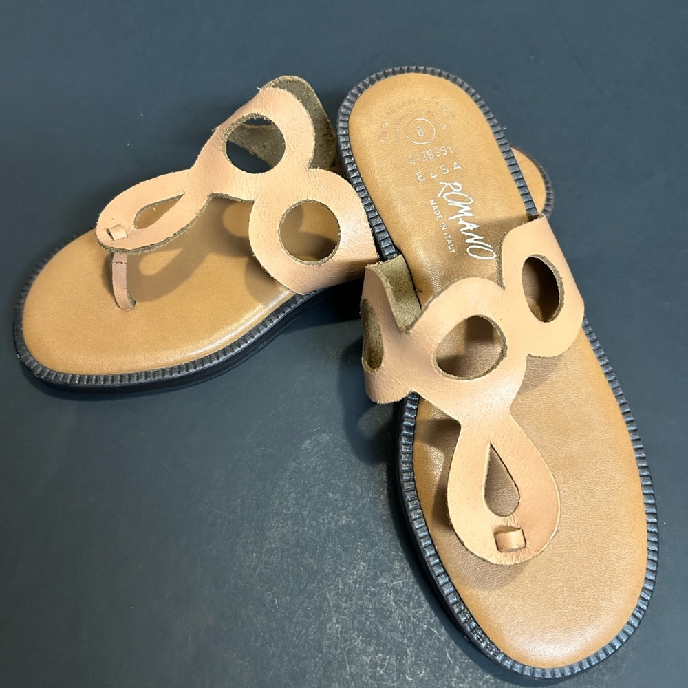 Romano Tan Sandals Genuine Leather Size 6